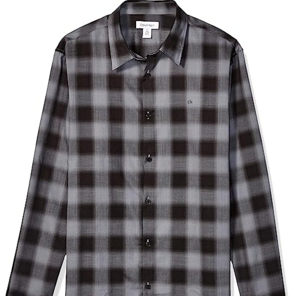 Calvin Klein Men's Long Sleeve Button Down Plaid Shirt